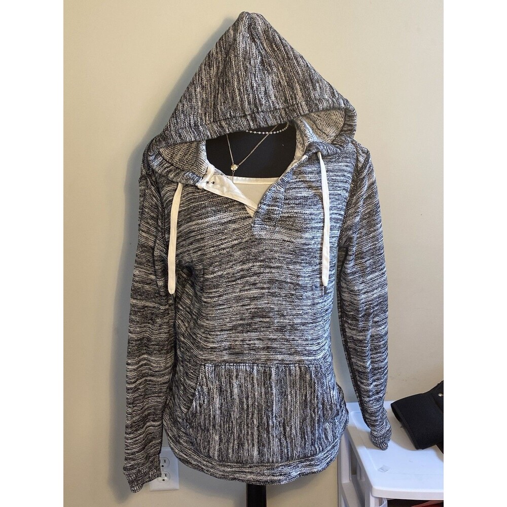 Unisex American Eagle Marled Gray Henley Hoodie Sweatshirt Women’s Medium NWOT